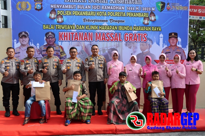Polresta Pekanbaru Gandeng Balai Triwijaya dan Klinik Harapan Bunda Harapan Raya Gelar Khitanan Massal